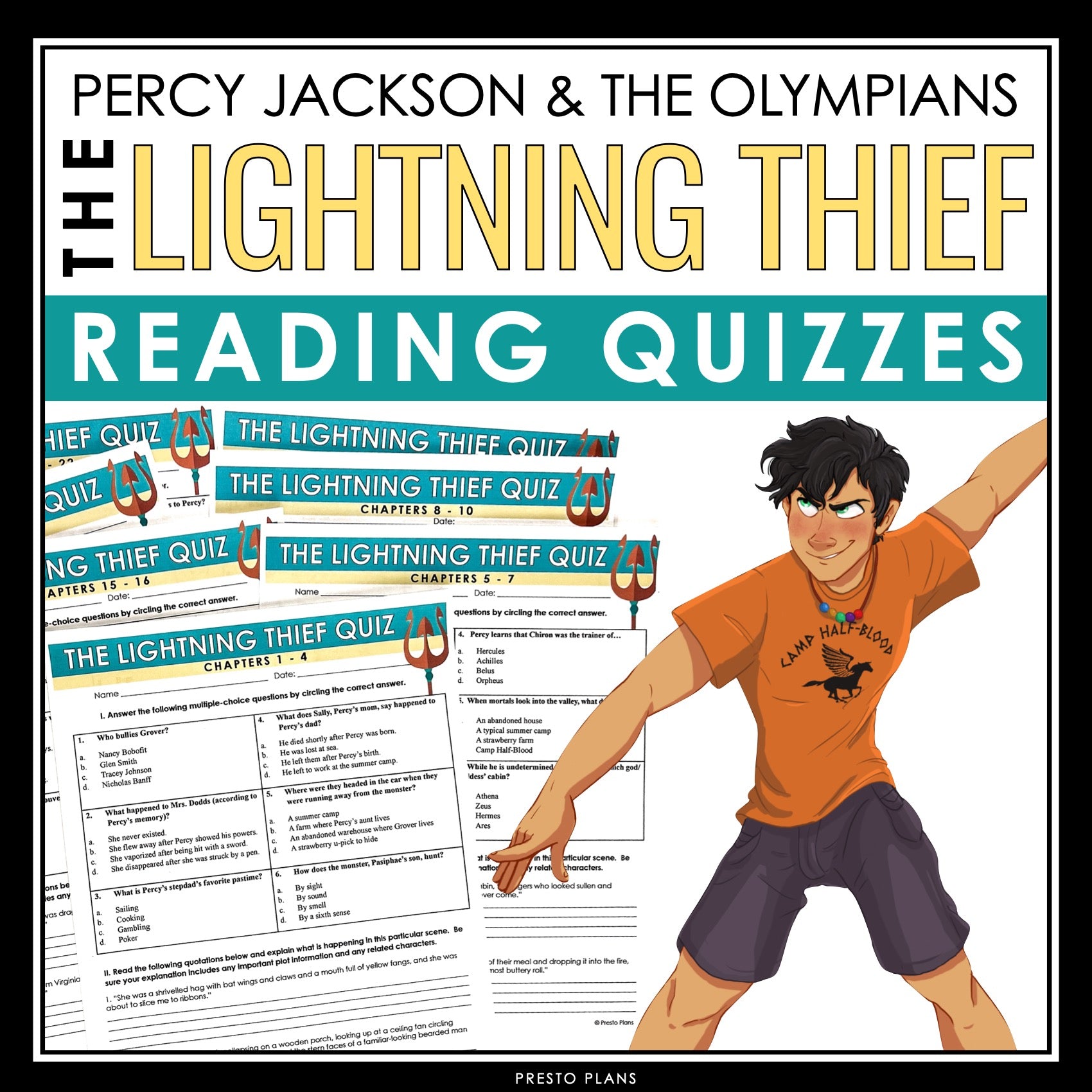 PERCY JACKSON AND THE OLYMPIANS THE LIGHTNING THIEF READING QUIZZES –  Presto Plans